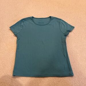 Teal Crew Neck cropped sleeve tshirt